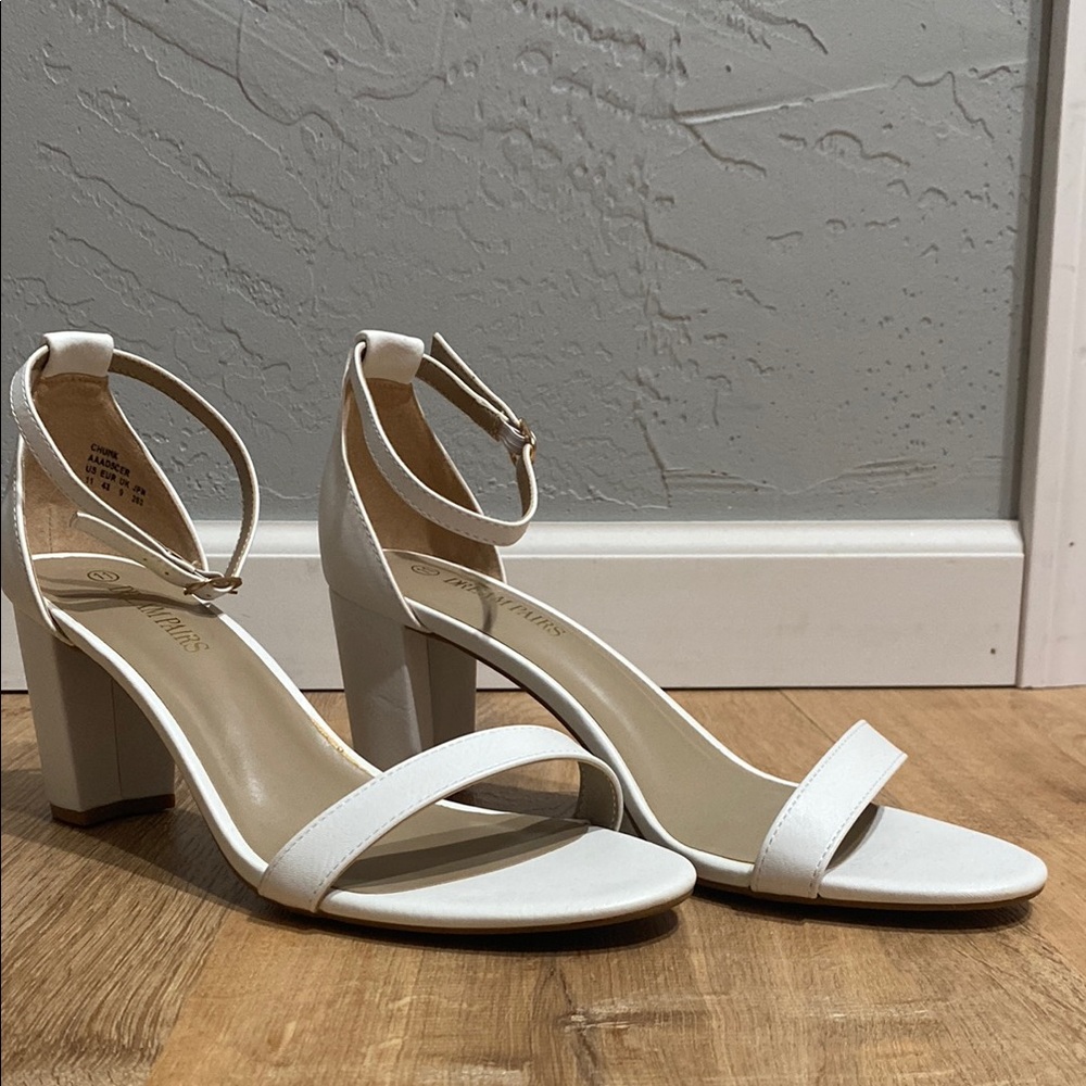 Elegant White Block Heel Sandals